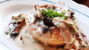 St. Lawrence Restaurant Mushroom in a white & sauce with puff pastry shell