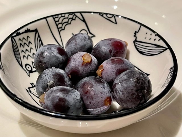 Concord grapes from Keremeos, BC, frozen and ready to serve as a sweet treat.